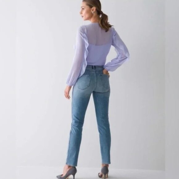 WHITE HOUSE BLACK MARKET JEANS THE SCULPT Size 6 Women's High-Rise Bling! EUC - Picture 2 of 11
